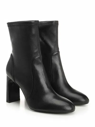 Stuart Weitzman Babette Leather Booties In Black