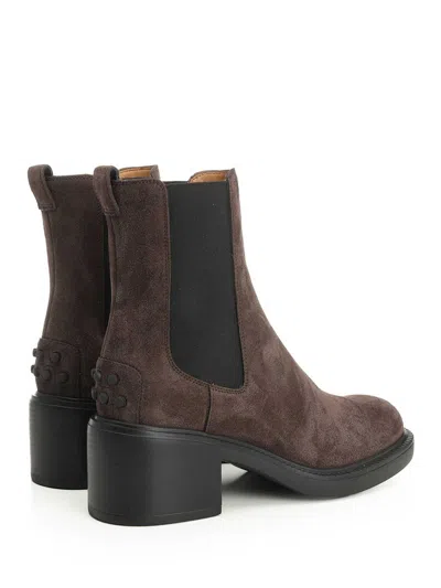Tod's Gomma T60 73l Tronchetto Elast. Boots Brown In Brown