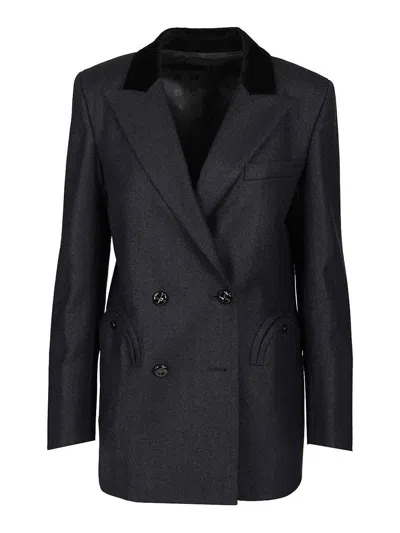 Blazé Milano Maine Everyday Double Blazer Jackets Blue In Black