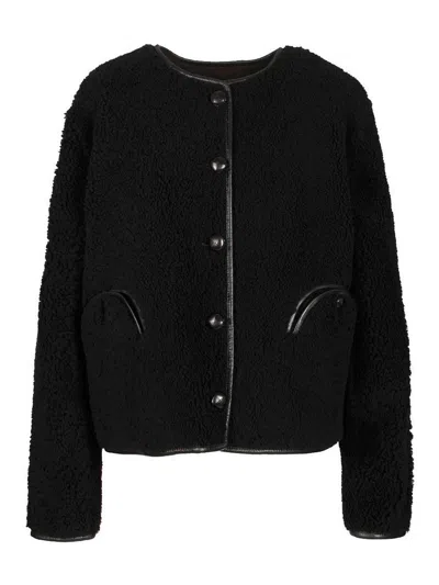 Blazé Milano Reversible Jacket Textured Fabric In Black