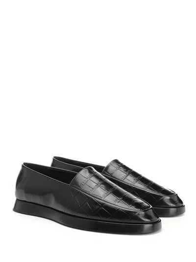 Fear Of God Crocodile-embossed Loafers In Black
