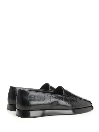 Fear Of God Crocodile-embossed Loafers In Black