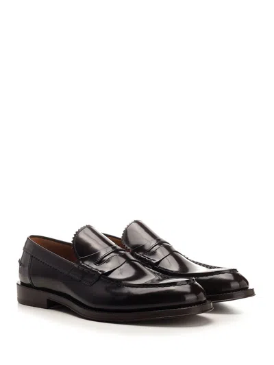 Corvari Brushed Leather Penny Loafer Loafers Black In Brown