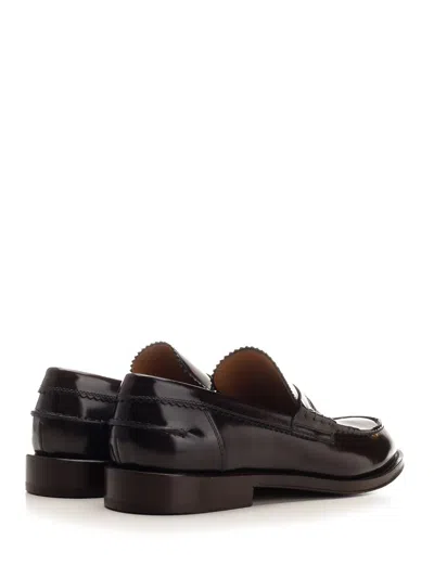 Corvari Brushed Leather Penny Loafer Loafers Black In Brown