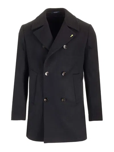 Guarinucci Short Double-breasted Coat Jackets Blue In Black
