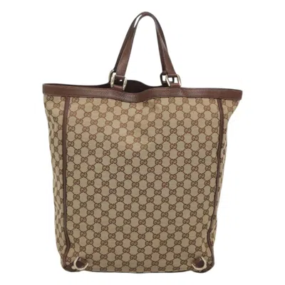Pre-owned Gucci Abbey Beige Canvas Tote Bag ()