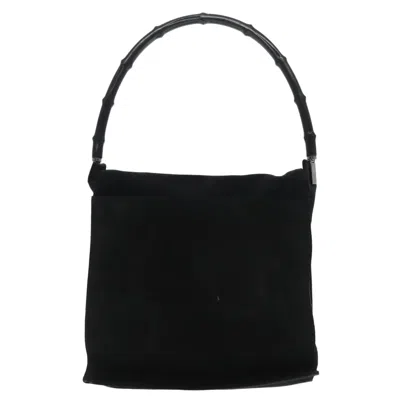 Pre-owned Gucci Bamboo Black Suede Shoulder Bag ()