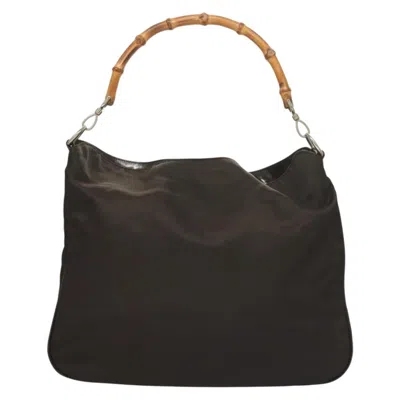 Pre-owned Gucci Bamboo Brown Nylon Tote Bag ()