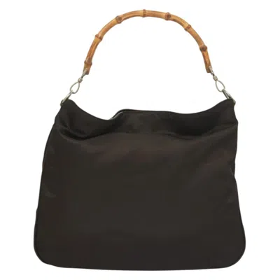 Pre-owned Gucci Bamboo Brown Nylon Tote Bag ()
