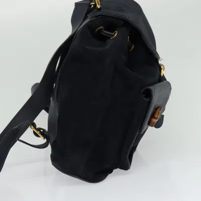 Pre-owned Gucci Bamboo Navy Suede Backpack Bag ()