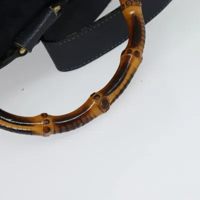 Pre-owned Gucci Bamboo Navy Suede Backpack Bag ()