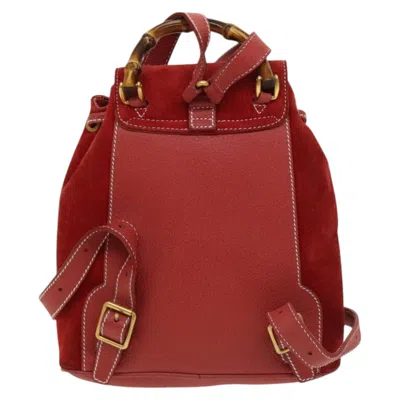 Pre-owned Gucci Bamboo Red Suede Backpack Bag ()