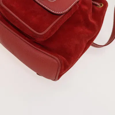 Pre-owned Gucci Bamboo Red Suede Backpack Bag ()