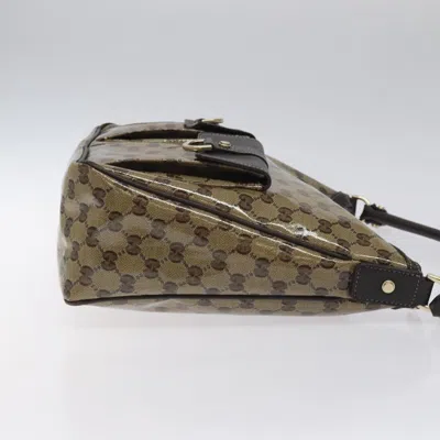 Pre-owned Gucci Gg Crystal Brown Canvas Shoulder Bag ()