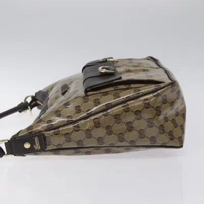 Pre-owned Gucci Gg Crystal Brown Canvas Shoulder Bag ()