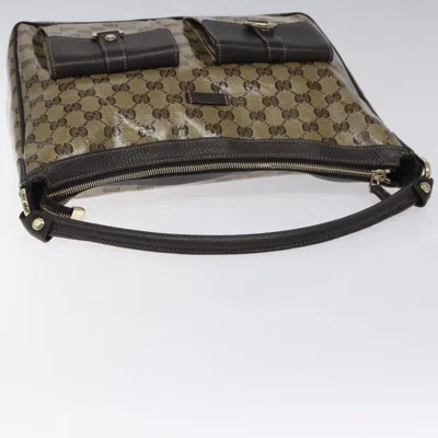 Pre-owned Gucci Gg Crystal Brown Canvas Shoulder Bag ()