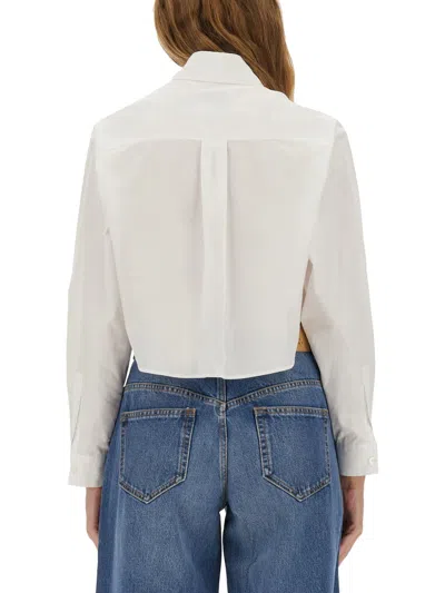 Isabel Marant Long Sleeve Collared Top With Chest Pocket In White