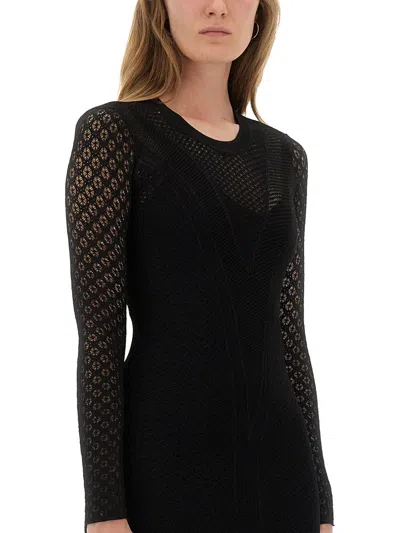Isabel Marant Abito Lungo Florie Nero In Maglia E Pizzo Donna In Black