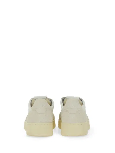Autry Sporty White Sneakers With Textured Leather In White