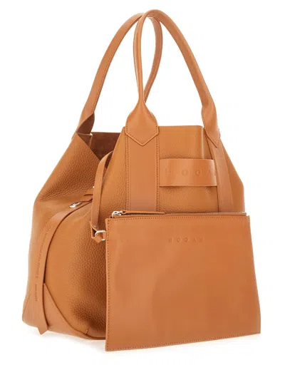 Hogan Script Shopping Bag In Brown