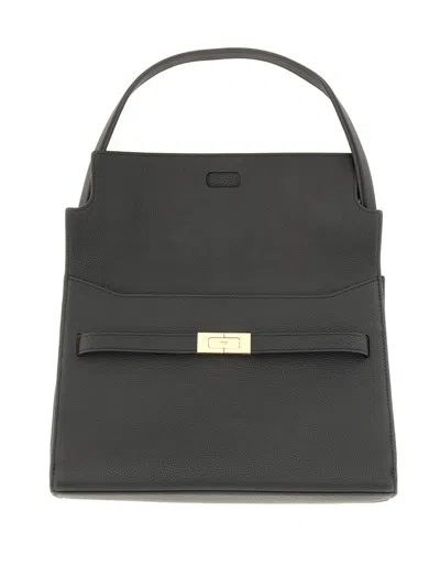 Tory Burch Structured Leather Shoulder Bag With Gold-tone Clasp