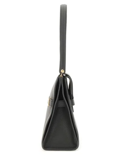 Tory Burch Structured Leather Shoulder Bag With Gold-tone Clasp