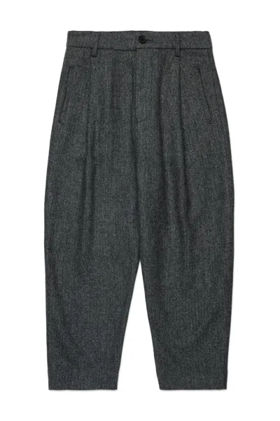 Marni Herringbone Wool Blend Pants In Gray