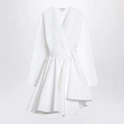 Alaïa Asym Belt Dress In Poplin In White