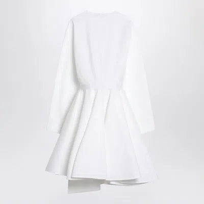 Alaïa Asym Belt Dress In Poplin In White