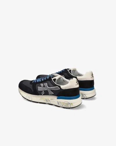 Premiata Layered White And Grey Sneakers With Sculpted Sole In Blue