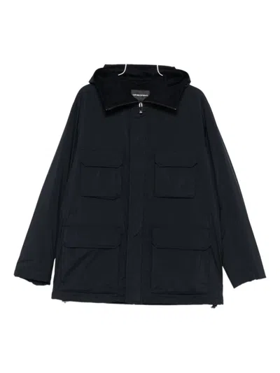 Ea7 Emporio Armani Nylon Parka Coat In Blue
