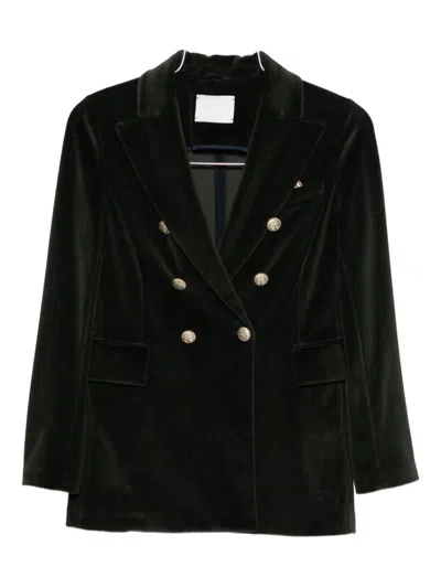 Circolo 1901 Double-breasted Cotton Jacket Featuring Pockets In Green