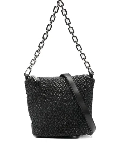 Emporio Armani Chain-strap Woven Shoulder Bag In Black