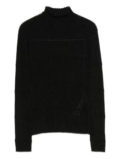 Emporio Armani Rib-knit High-neck Sweater In Black