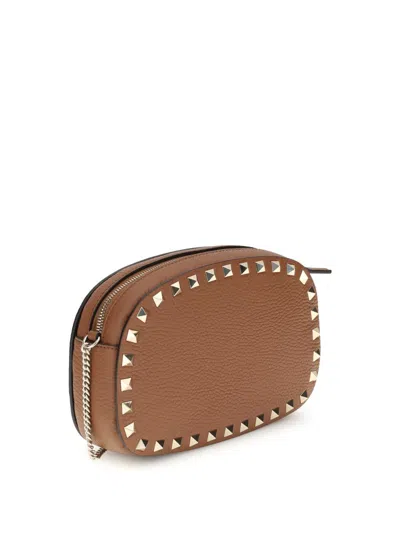 Valentino Rockstud Mini Grainy Leather Crossbody In Brown