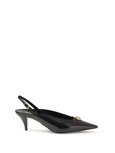 Versace Medusa-head Pointed-toe Mules In Black