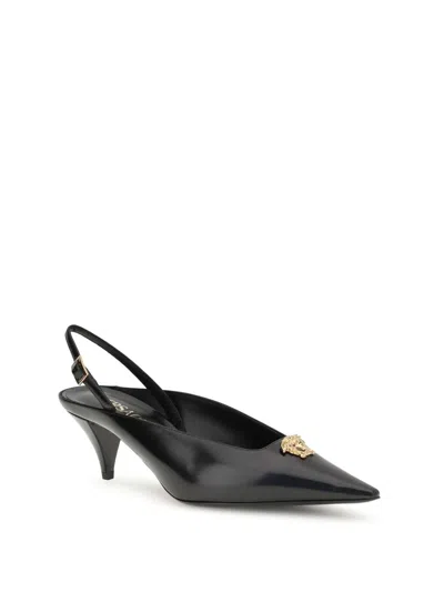 Versace Medusa-head Pointed-toe Mules In Black