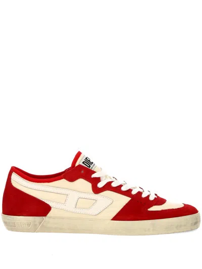 Diesel Low-top Sneakers Logo Suede Panels In Red