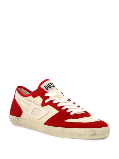 Diesel Low-top Sneakers Logo Suede Panels In Red
