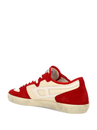 Diesel Low-top Sneakers Logo Suede Panels In Red