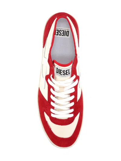 Diesel Low-top Sneakers Logo Suede Panels In Red