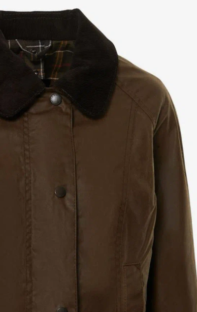 Barbour Corduroy Collar Coat Flap Pockets In Animal Print