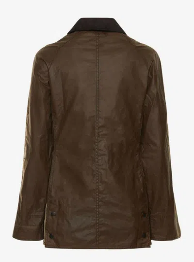 Barbour Corduroy Collar Coat Flap Pockets In Animal Print