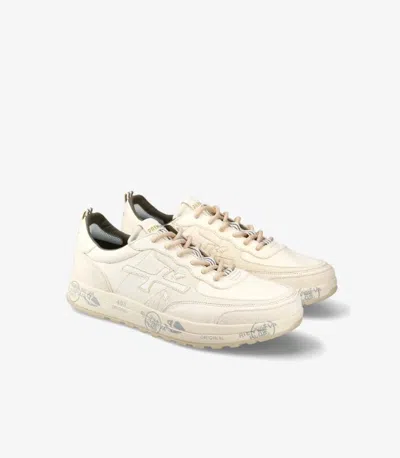 Premiata Low-top Sneakers With Distinctive Logo And Rubber Sole In Neutral