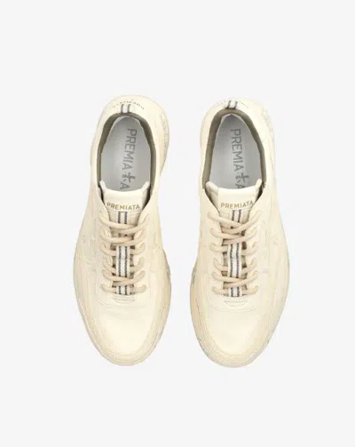 Premiata Low-top Sneakers With Distinctive Logo And Rubber Sole In Neutral