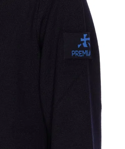 Premiata Crewneck Sweater With Long Sleeves And Ribbed Cuffs In Blue