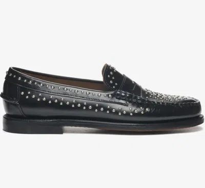 Sebago Moccasin With Hand-sewn Vamp And Rock-inspired Accents In Black
