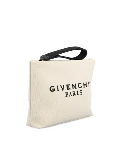 Givenchy Pochette In Tela Con Logo Stampato In Brown