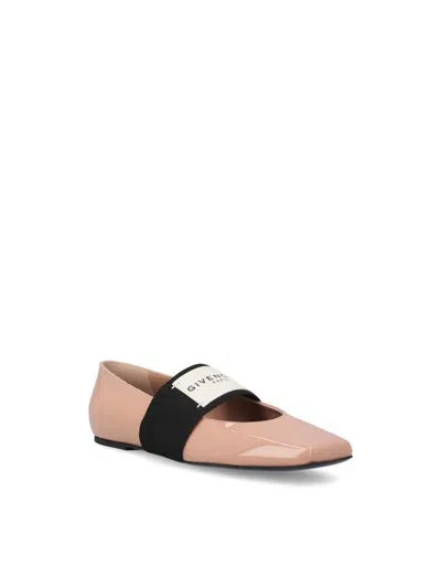 Givenchy Sliced Square Ballerinas In Patent Leather In Pink