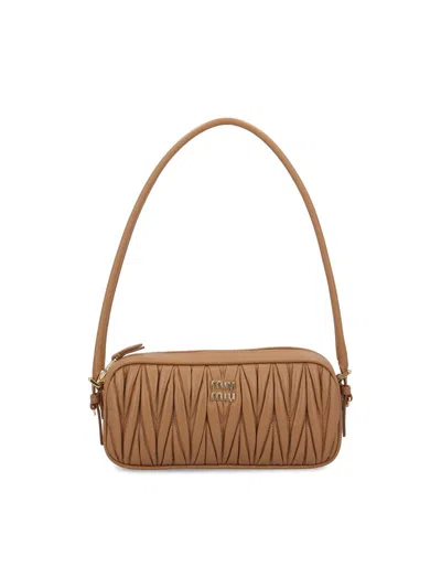 Miu Miu Zipper Handbag In Brown